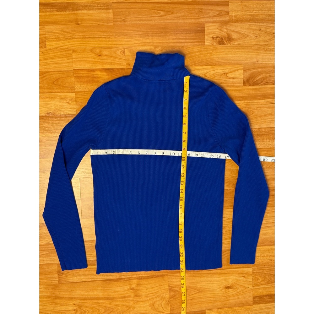 Lauren Ralph Lauren Royal Blue Ribbed Turtleneck Sweater XL Slim Fit RLL Logo - Picture 5 of 9